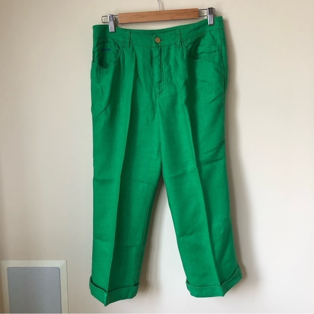 Ralph lauren Kelly Green 100% Linen Capri Pants 4
